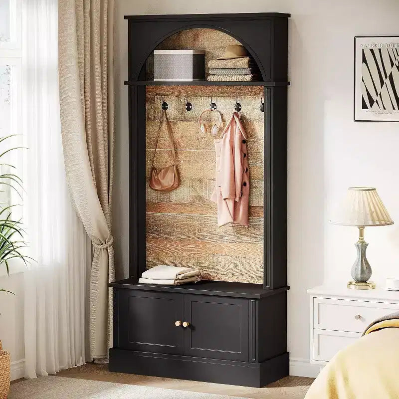 Lantine 70.86 Appendiabiti da ingresso con panca, contenitore 4-in-1 per l’ingresso: appendiabiti, scarpiera e panca per fango e scarpe per il corridoio