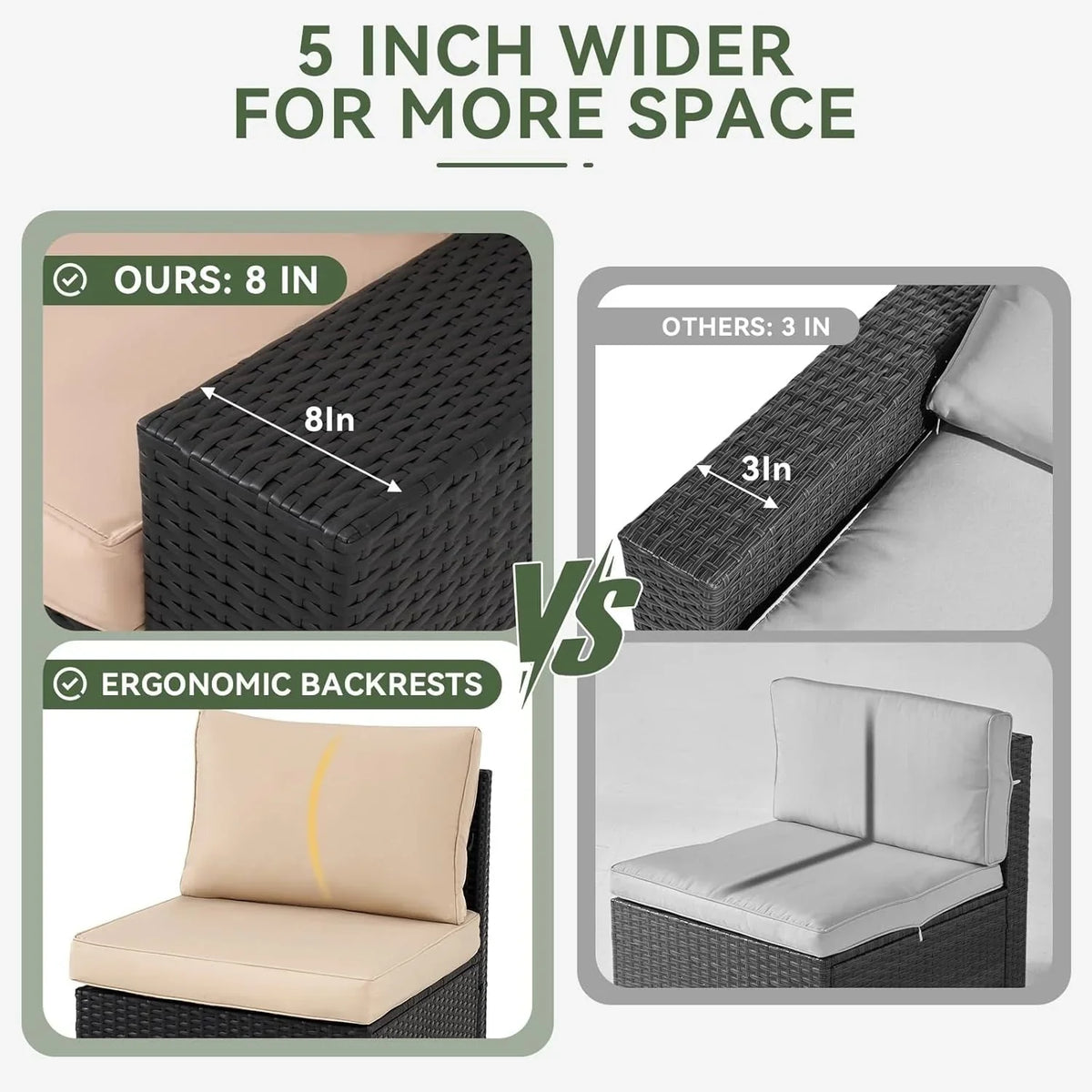 Set di Mobili da Esterno per Patio con Cuscino Spesso 10 cm