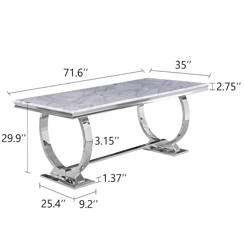 Mejda moderna tal-kamra tal-ikel b’bażi f’forma ta’ U tal-metall tal-istainless steel