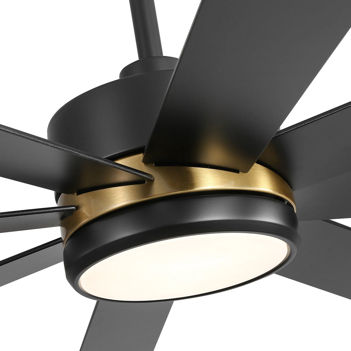 Ventilatore da soffitto nero da 65 pollici con 8 pale, LED, luce e telecomando