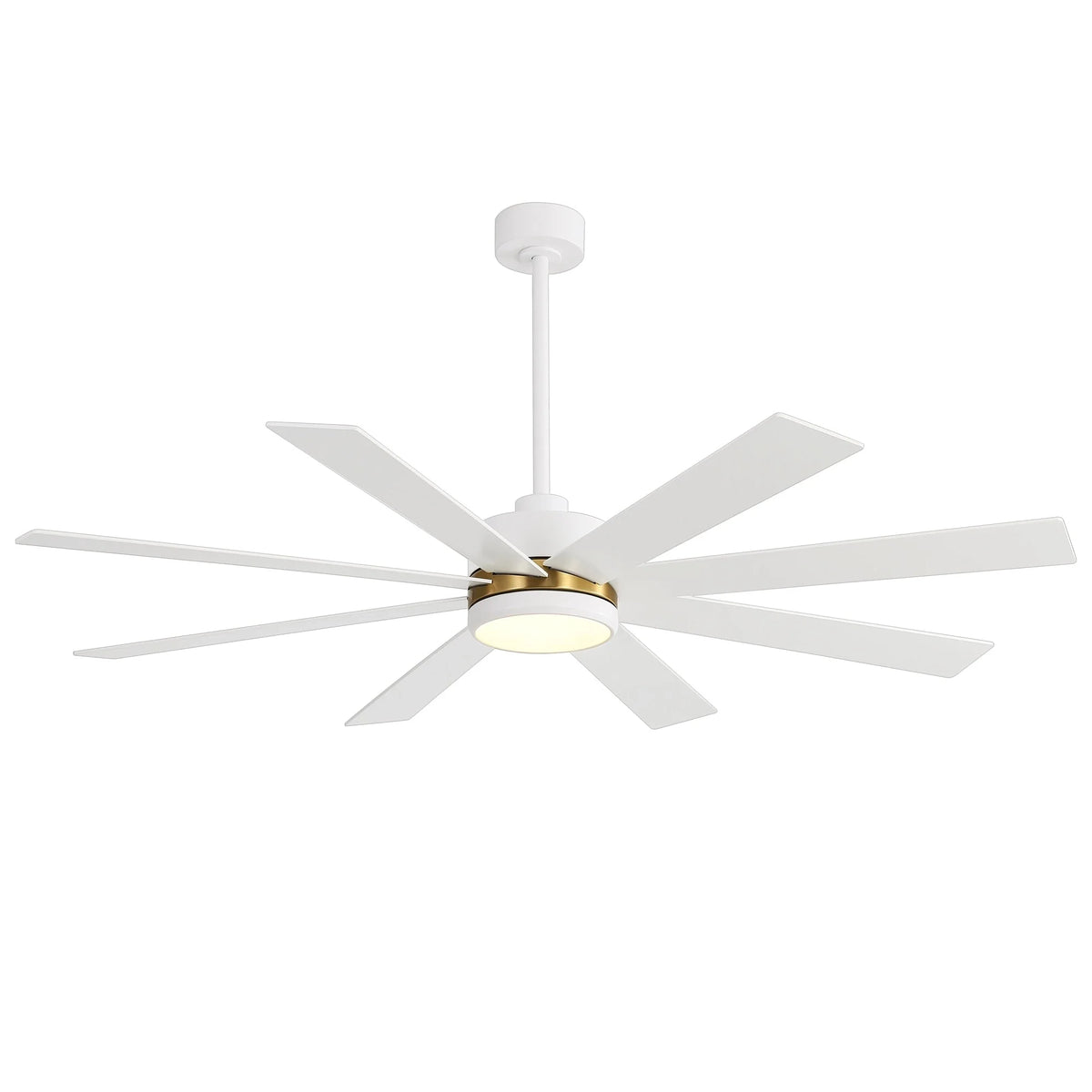 Ventilatore da soffitto nero da 65 pollici con 8 pale, LED, luce e telecomando