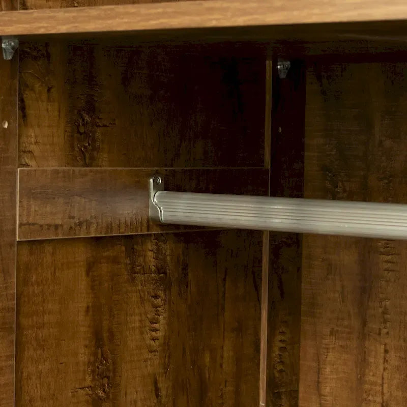 Armadio Guardaroba Bianco in Legno con Ante, Cassetti e Asta Appendiabiti