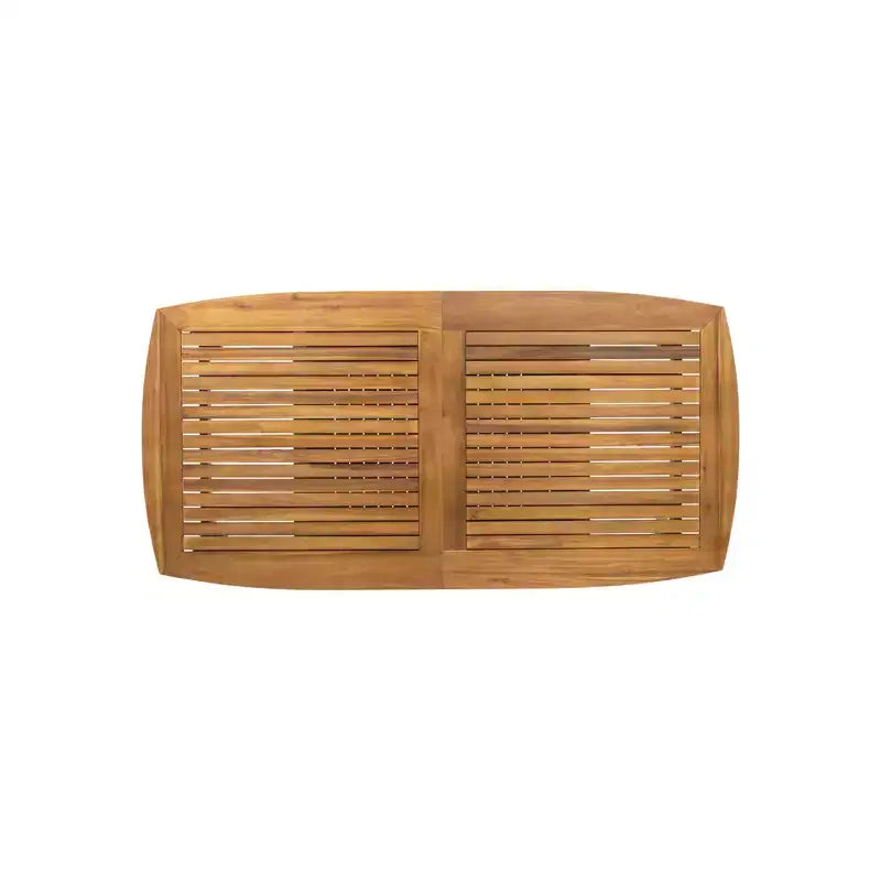Set da pranzo da esterno allungabile da 7 pezzi con sedie impilabili, tavolo in legno di acacia