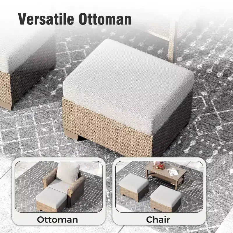 Captiva Designs 6-teiliges luxuriöses Polyrattan-Sitzmöbel-Set für die Terrasse mit Sofa, geschwungenen Armlehnen und Sitzkissen