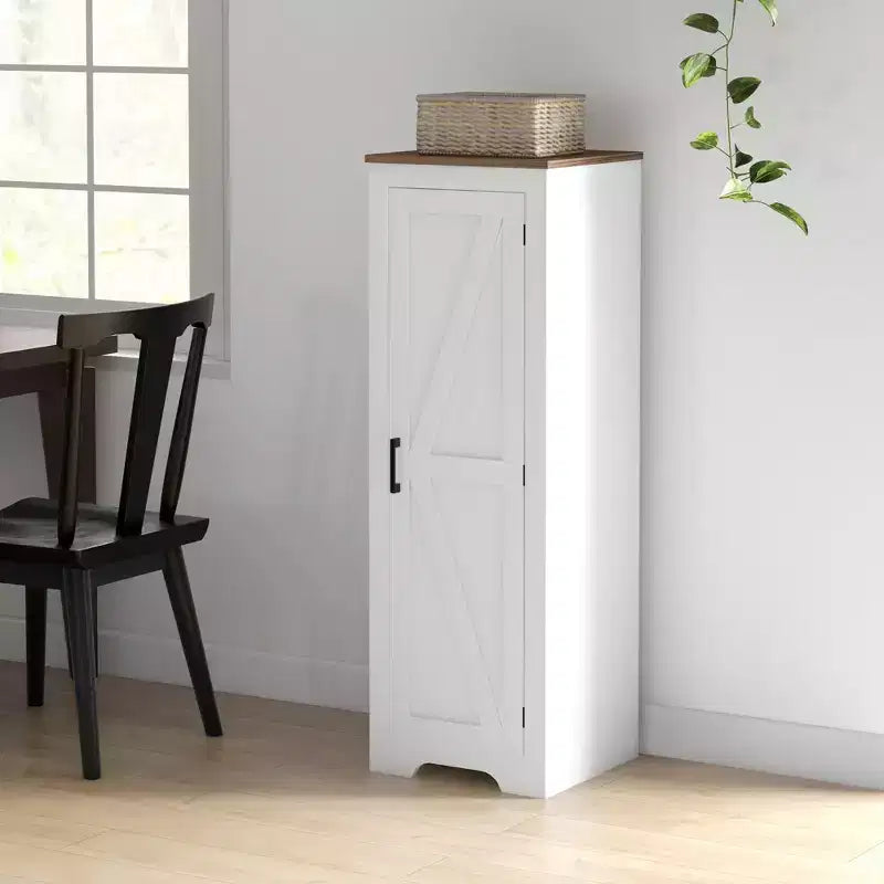 HOMCOM opbergkast in boerderijstijl met verstelbare plank, accentkast met één staldeur voor de woonkamer, vrijstaande voorraadkast, wit