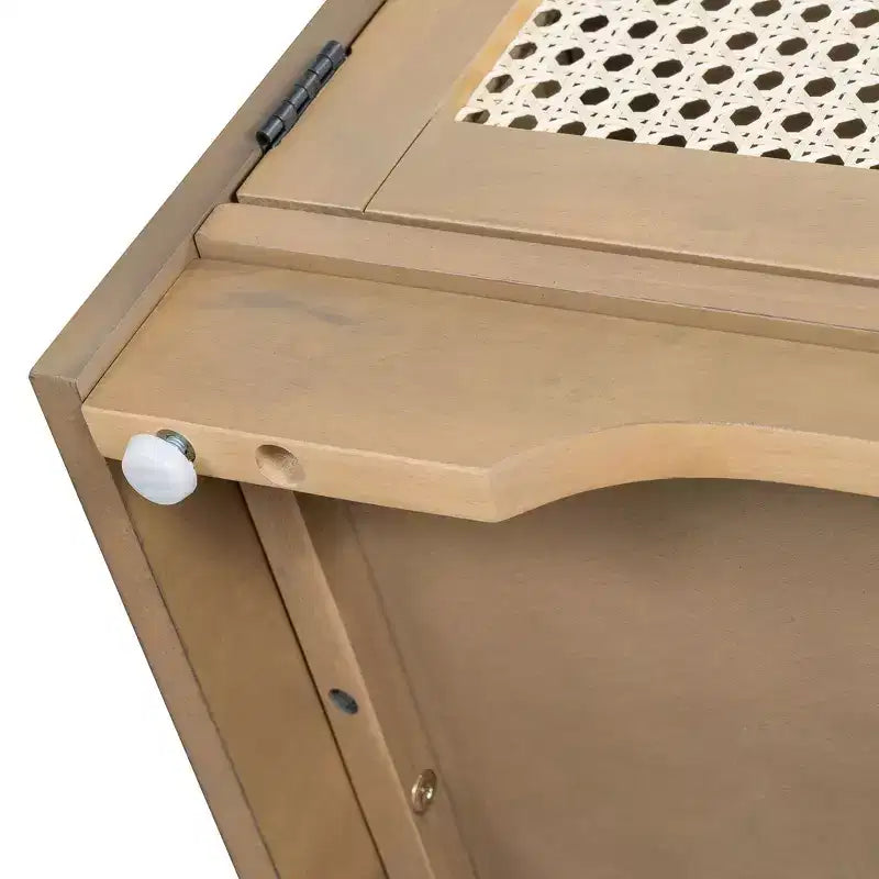 Panca contenitore in legno rustico Whisen, panca portascarpe per ingresso con cuscino rimovibile e ripiani regolabili