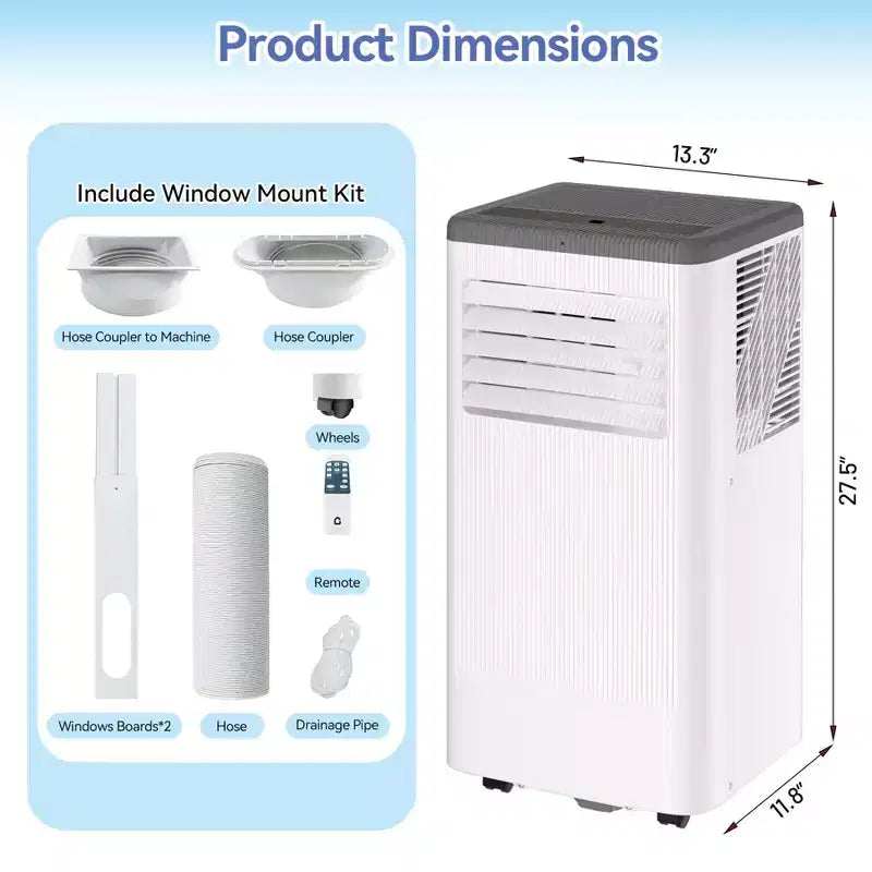 Condizionatori portatili, Flarhetoric da 10000 BTU per raffreddamento/ventilazione/deumidificazione 3 IN 1, unità portatile per ambienti di 560 SQ.FT, unità per ambienti a bassa rumorosità
