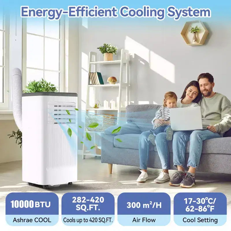 Condizionatori portatili, Flarhetoric da 10000 BTU per raffreddamento/ventilazione/deumidificazione 3 IN 1, unità portatile per ambienti di 560 SQ.FT, unità per ambienti a bassa rumorosità