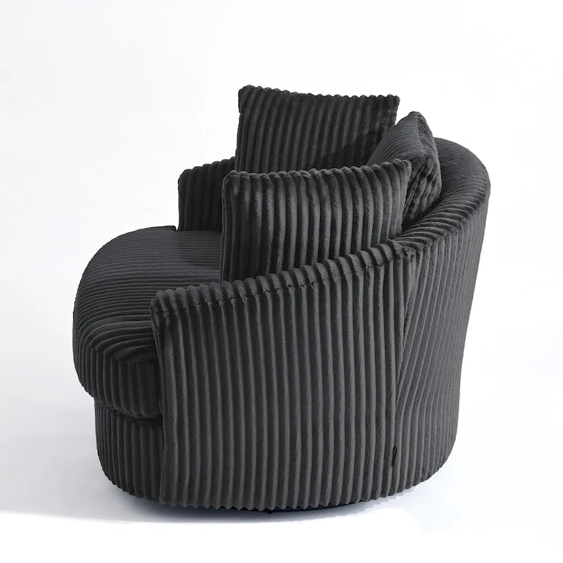 Pultruna Barrel li Tdur, Oversized 43 W, b’Corduroy Plush u Armrests Imdaħħlin