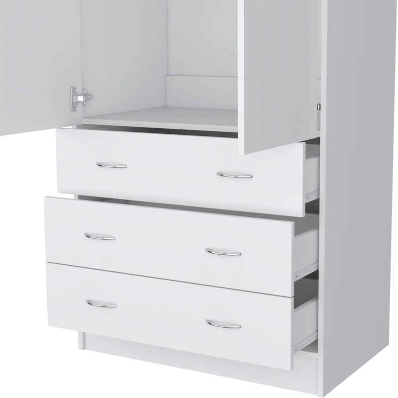 19 moderne kledingkast met twee deuren, 3 laden en 1 kledingroede voor de slaapkamer