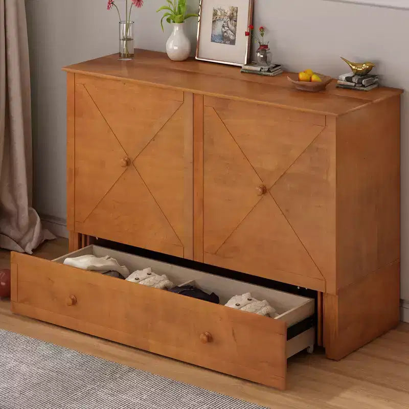 Letto a scomparsa queen Mjkone, letto a cubo con armadio contenitore, stazione di ricarica e spazio portaoggetti