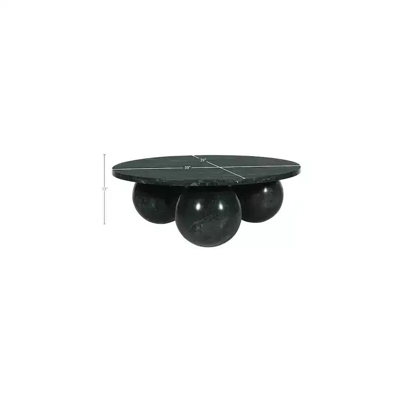 Tavolino rotondo in marmo con gambe a sfera, multicolore, 4 posti