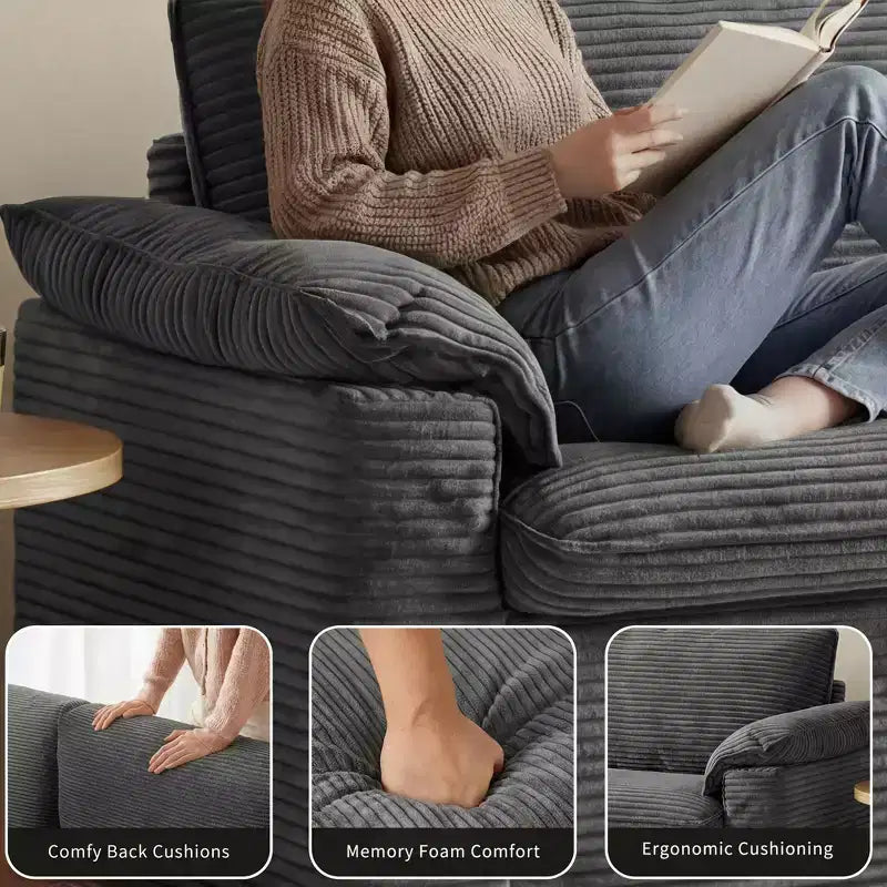 Dyonery 86 Cloud Loveseat Sofa, Deep Seat & Wide Armrest Pillows, Sturdy Frame, Breathable Ergonomic Design