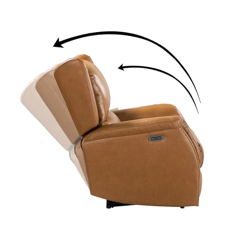 Poltrona reclinabile elettrica Eduardo in vera pelle con porta USB, set da 2