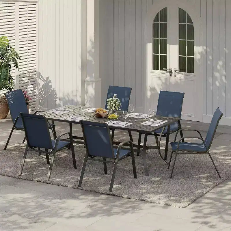Sedie da patio, set di 4/6 sedie da pranzo impilabili per esterni, leggere e resistenti a tutte le condizioni atmosferiche, in textilene, con braccioli, per giardino e bordo piscina