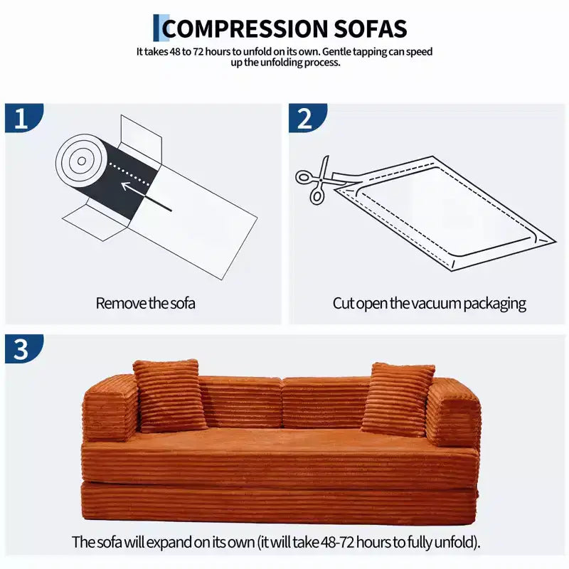 Divano letto convertibile 5 in 1 da 80,7" in velluto a coste, 544 kg, nessun montaggio richiesto