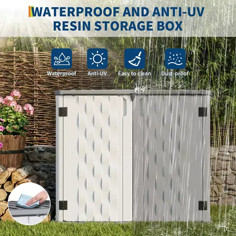 Opbergkast voor buiten, waterdichte opbergbox van hars voor buiten, voor afvalcontainers