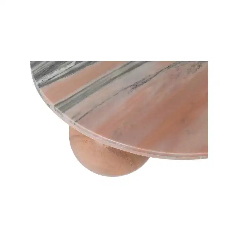 Tavolino rotondo in marmo con gambe a sfera, multicolore, 4 posti