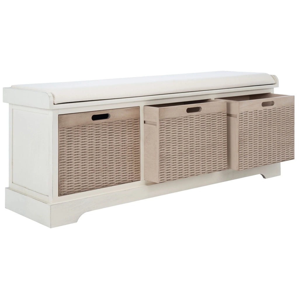 Bank tal-ħażna SAFAVIEH Fiorello bi 3 kxaxen u kuxxin - 47.3 W x 15 L x 19 H - 47Wx15Dx19H